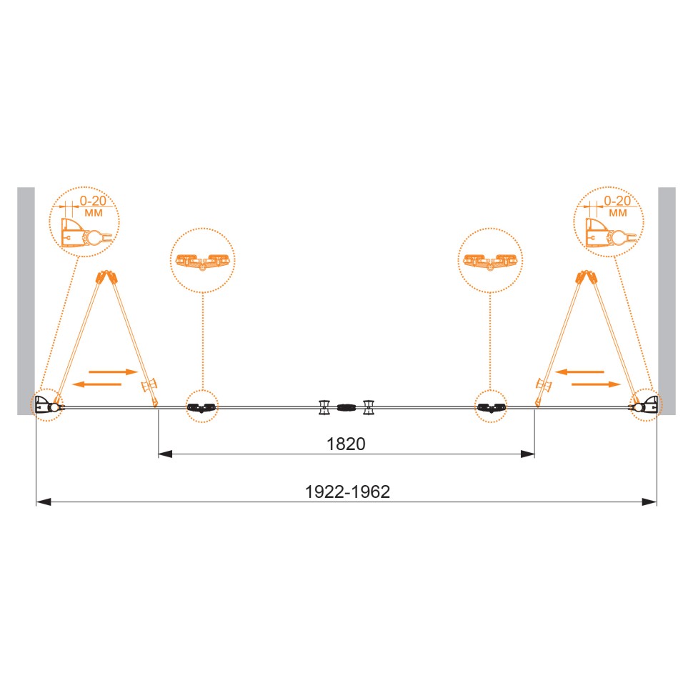 Душевая дверь CEZARES ELENA-W-BS-22-200-C-Cr