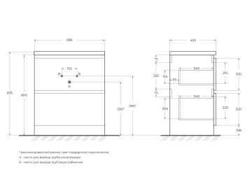 База под раковину напольная BelBagno ALBANO-700-2C-PIA-BL
