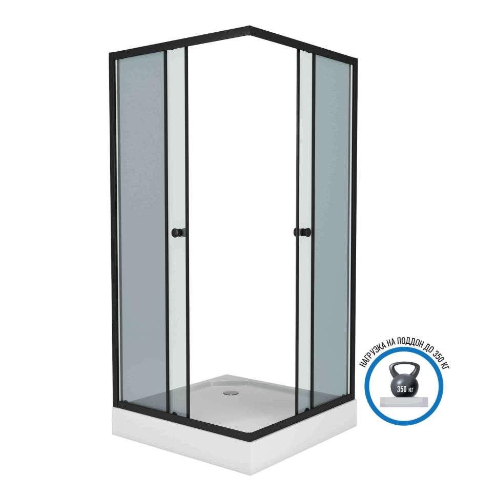 Душевой уголок Niagara Eco NG-009-14QT (90х90х195) низкий поддон(13см),черный,стекло тонированное,2 места