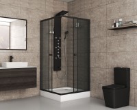 Душевой уголок Niagara Eco NG-009-14QT (90х90х195) низкий поддон(13см),черный,стекло тонированное,2 места