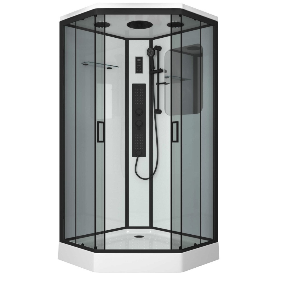 Душевая кабина Niagara Premium NG-6902-01GD BLACK (100х100х220) низкий поддон(16 см),черный,стекло тонированное,4 места