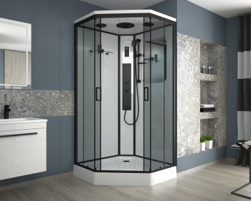 Душевая кабина Niagara Premium NG-6902-01GD BLACK (100х100х220) низкий поддон(16 см),черный,стекло тонированное,4 места