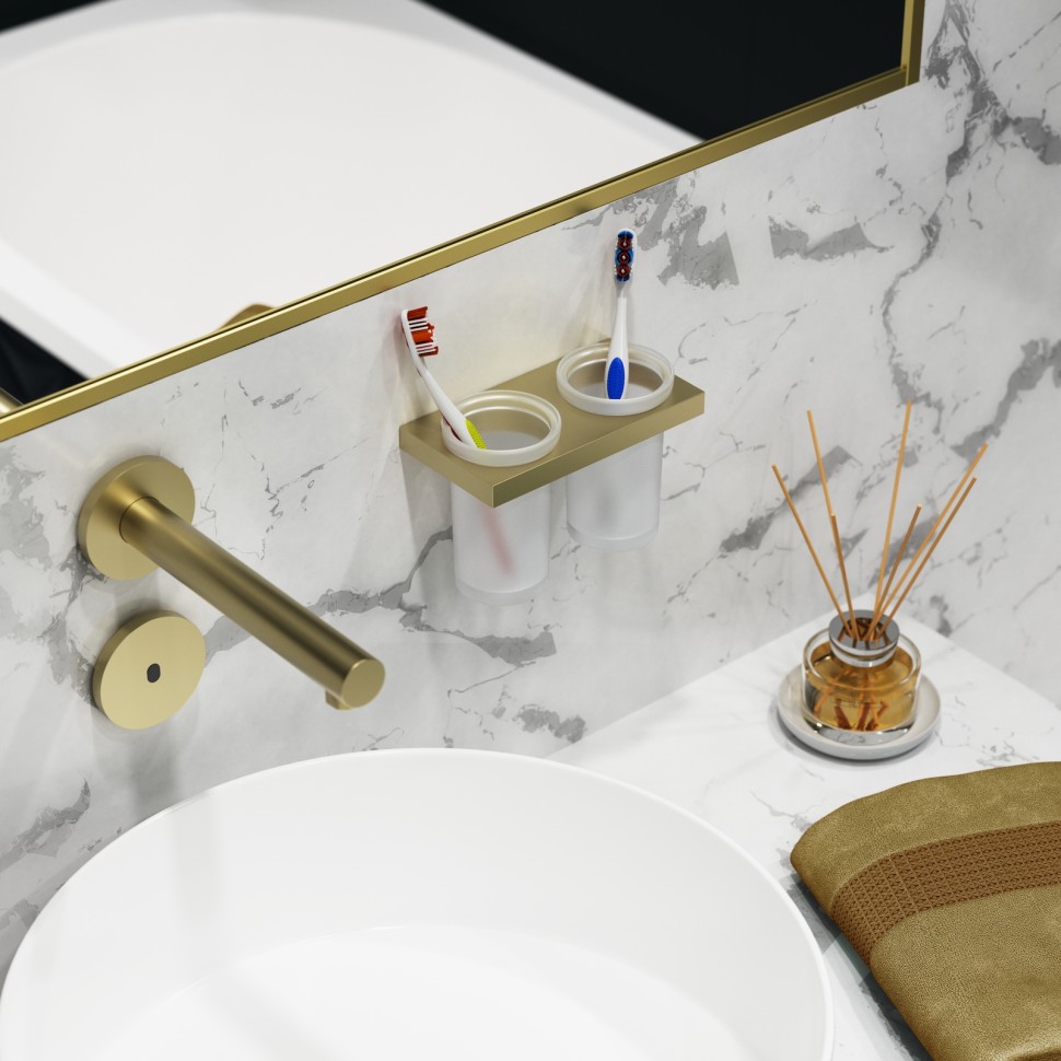 Стакан для зубных щеток двойной Timo Petruma 15234/17 золото матовое