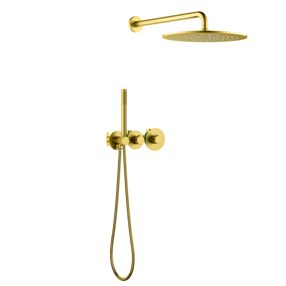 Душевая система встроенная с термостатом Timo Saona SX-2359/20SM золото шлифованное