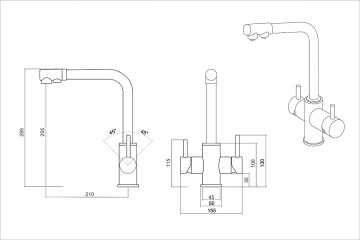 Смеситель OULIN OL-8021 OL-8021 Matt Gold
