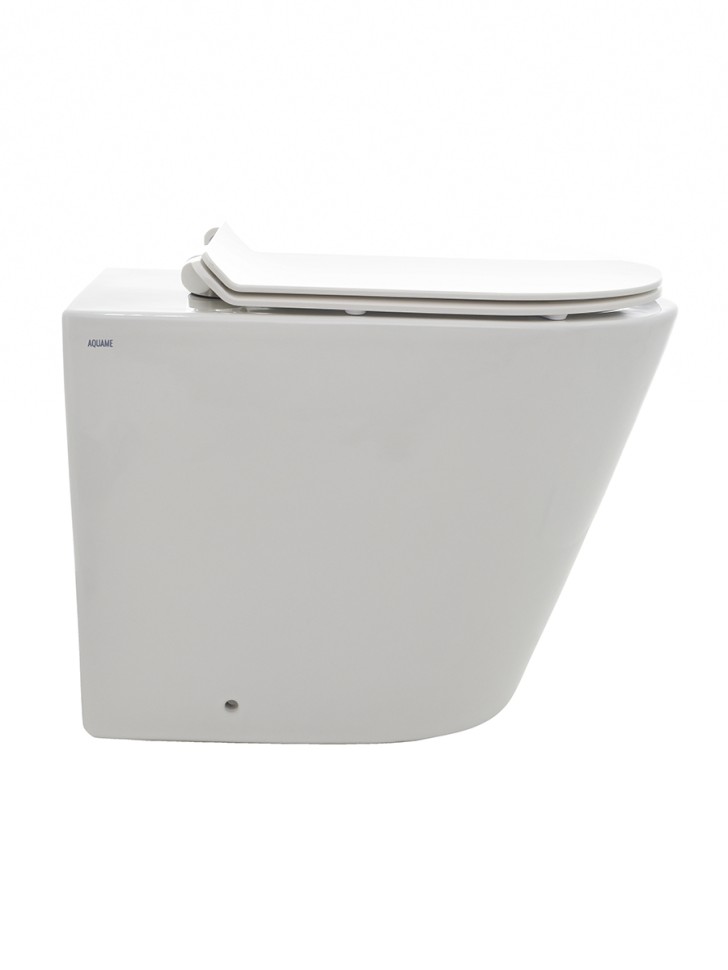 AQM3001 Унитаз напольный приставной сиденьем SoftClose, технология смыва Rimless. 580x370x430