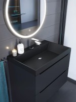 Раковина для ванной 70 см, Uperwood Classic Quartz, кварцевая, черная матовая, уголь