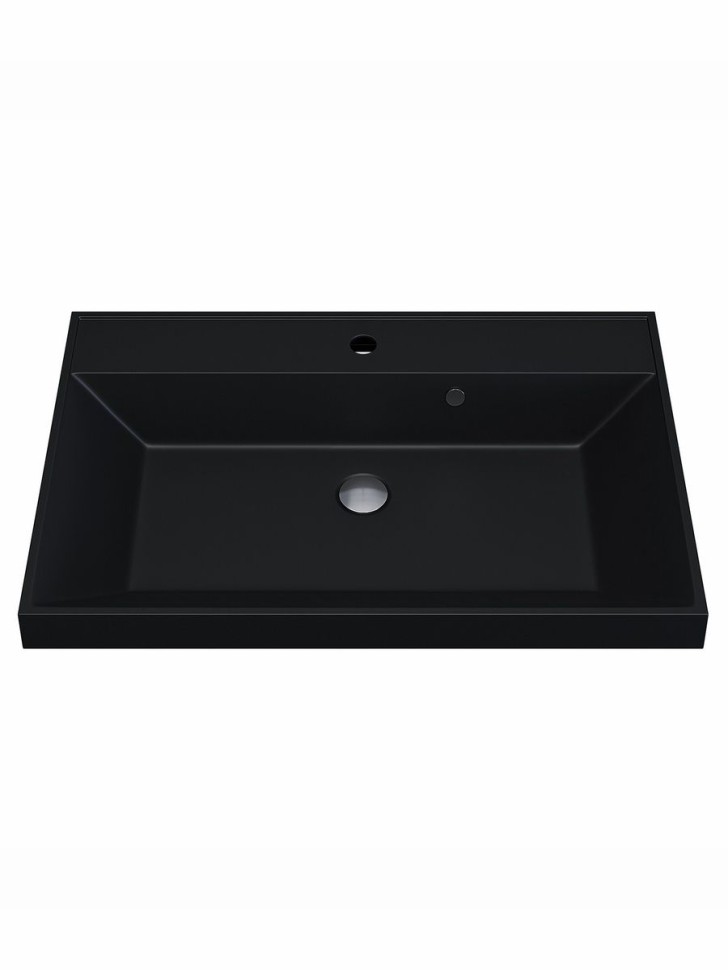 Раковина для ванной 70 см, Uperwood Classic Quartz, кварцевая, черная матовая, уголь