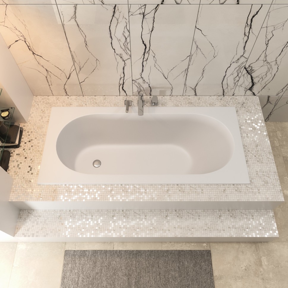 Ванна из искусственного камня Uperwood Lotus 180x80 см, белая