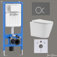 Комплект 3в1 IBERICA BLANCA инсталляция SILENCIO, унитаз BURGOS ALTO белый, кнопка смыва ESTI-O серый матовый (IB001.BRA.234.827)