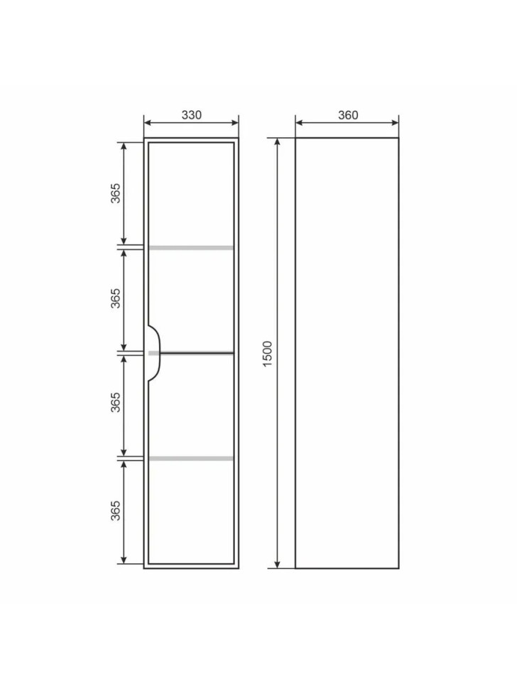 Шкаф-пенал для ванной подвесной Uperwood Modul 33х36х150 см, черныйатовый