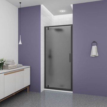 Душевая дверь Veconi Ottimo P30 B, 800x1900, черный матовый, стекло тонированное матовое