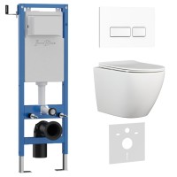 Комплект 3в1 IBERICA BLANCA инсталляция SILENCIO MINI, унитаз BILBAO ALTO белый, кнопка смыва ESTI-R белый глянцевый (IB.001M.BLA.231.211)