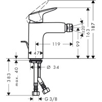 Смеситель для биде Hansgrohe Logis хром (71200000)