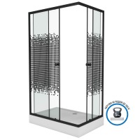 Душевой уголок Niagara Eco NG-018-14Q BLACK (100х80х195) низкий поддон(13см),черный,стекло мозаика,2 места