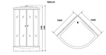 Душевая кабина Niagara Ultra NG-1902-01 (100х100х220) низкий поддон(16см),черный,стекло тонированное,4 места