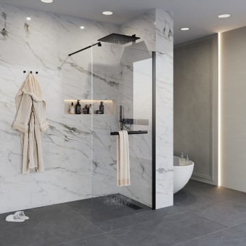 Душевая перегородка Niagara Nova NG-681-11ВLACK (110х195) черный,стекло прозрачое,1 место