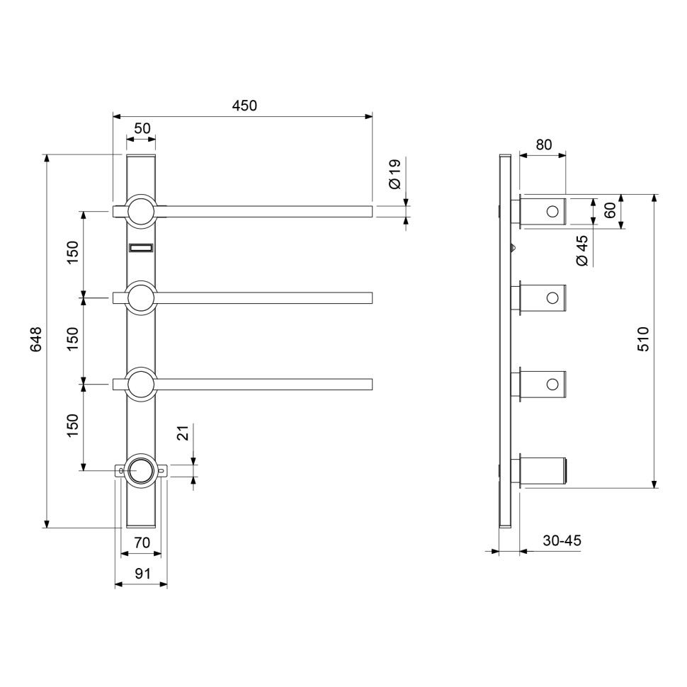 Полотенцесушитель электрический, встроенный Timo Saona 030/19SM розовое золото
