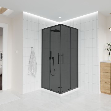 Душевой угол Veconi Evo 300 B, 1200х800x1950, черный матовый, тонированное матовое стекло