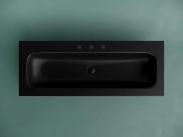 Раковина накладная мебельная CERAMICANOVA Grace прямоугольная 1210x457x137 с тремя отверстиями под смеситель цвет черный матовый CN7024MB