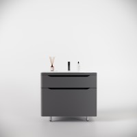 Тумба напольная STYLELINE "Марелла 90" (2 ящ.) Люкс антискрейтч серый, PLUS с раковиной Марелла Люкс 900х400