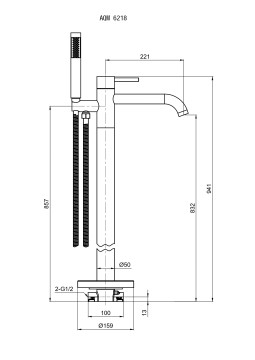 AQM6218MB Siena Смеситель для ванны, напольный (монтажная часть в комплекте), черный матовый
