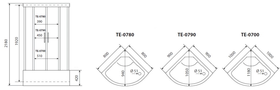 Timo eco TE-0790 душевая кабина 90*90*218, турецкая баня хамам