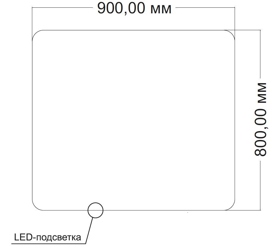 Зеркало LED VLM-3BE900 900х800 c сенсорным выключателем и диммером