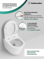 Унитаз Ritz 233K19003RS (530*360*350) подвесной БЕЗОБОДКОВЫЙ, 2 места