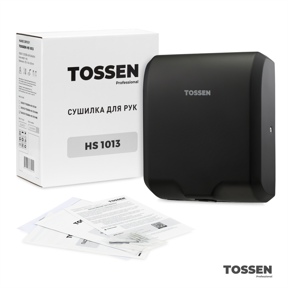 TOSSEN HS 1013 MB - сушилка для рук (коллекция «Матовый чёрный»)