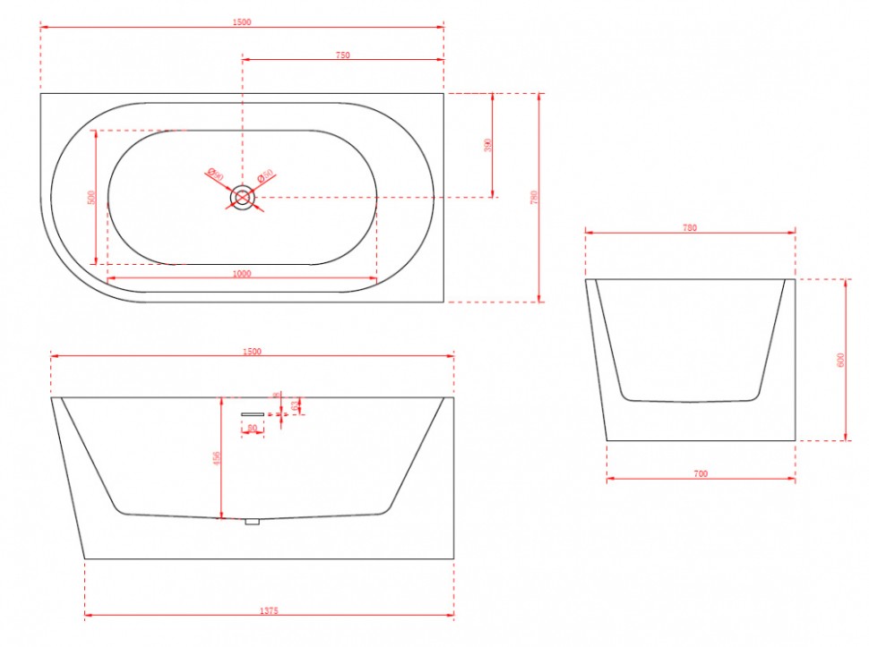 Акриловая ванна ABBER AB9257-1.5 R белая