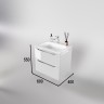 Тумба подвесная STYLE LINE "Марелла 60" (2 ящ.) Люкс антискрейтч белый глянец, PLUS с раковиной Марелла Люкс 600х400