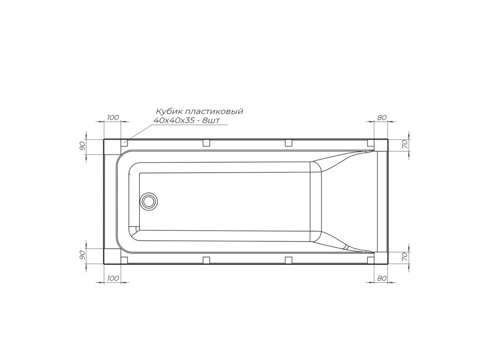 Акриловая ванна с каркасом Uperwood Infinity 170x75 см, белая
