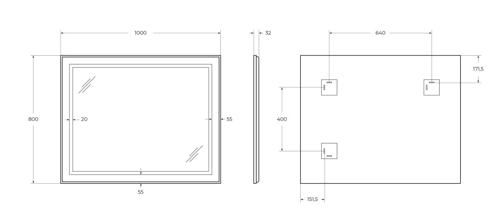 Зеркало BelBagno SPC-KRAFT-1000-800-SENS-NERO