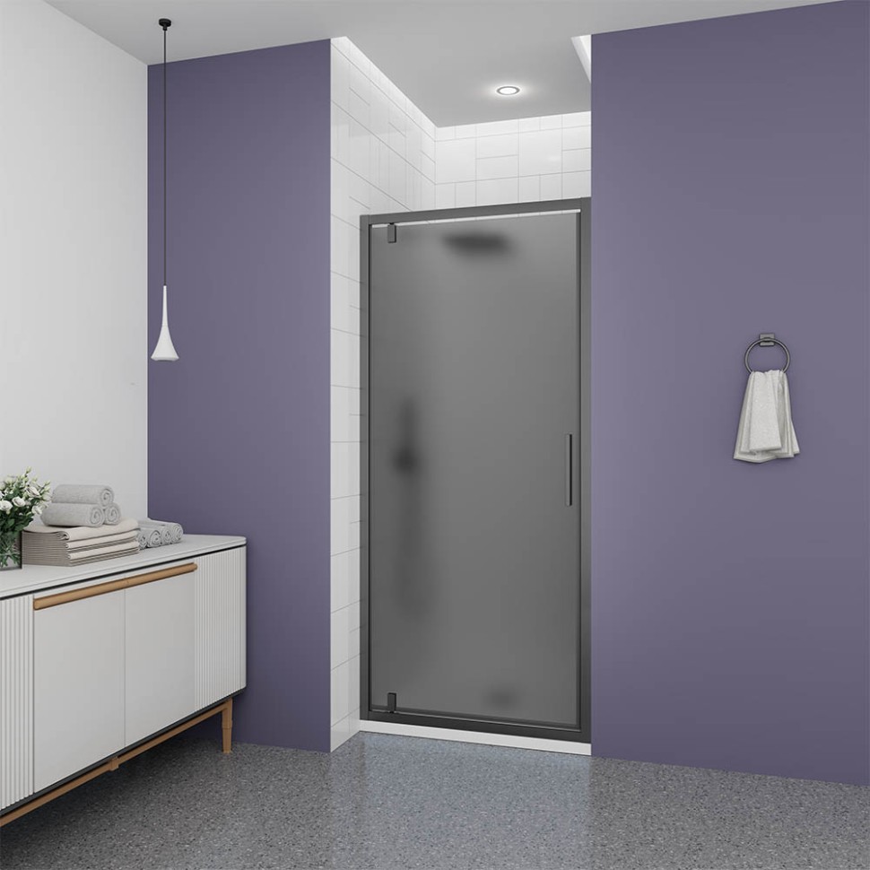 Душевая дверь Veconi Ottimo P30 GR, 700x1900, графит брашинг, стекло тонированное матовое