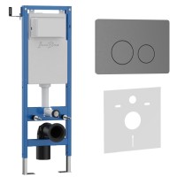 Комплект 2в1 IBERICA BLANCA инсталляция SILENCIO MINI, кнопка смыва INOX-O вороненая сталь (IB.001M.818)