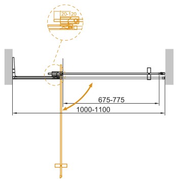 Душевая дверь в нишу CEZARES SLIDER-B-1-100/110-C-NERO