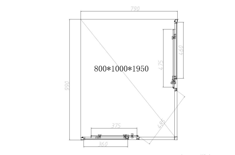 Душевой уголок Слим-Н (Slim-N) VSS-4SN8010CGGM, 1000*800, вороненая сталь, стекло тонированное