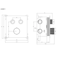 Смеситель с термостатом встраиваемый на 2 потребителя комплект с монтажной частью AQM8811CR