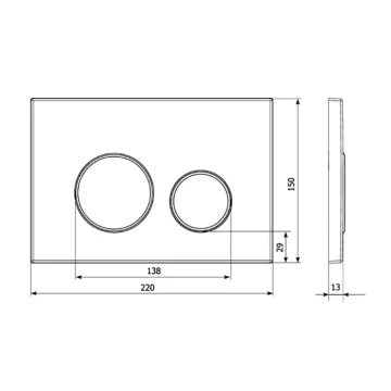 Кнопка смыва для унитаза Veconi  Round Design VFRD-WHG, 150х220х13, пластик, белый, кайма - матовое золото