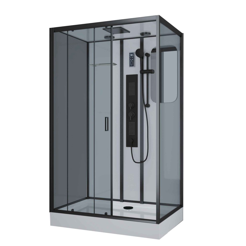 Душевая кабина Niagara Premium NG-6912-01GQL BLACK (120х80х210) низкий поддон(16 см),черный,стекло тонированное,5 мест