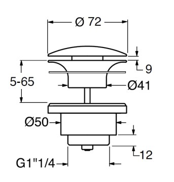 Донный клапан с открытым сливом GSI SPARES PVC15 для раковин без перелива, цвет Ghiaccio matte