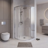 Душевое ограждение Niagara Nova NG-6625-34 (80х80х195) четверть круга,хром,двери раздвижные,стекло прозрачное,1 место