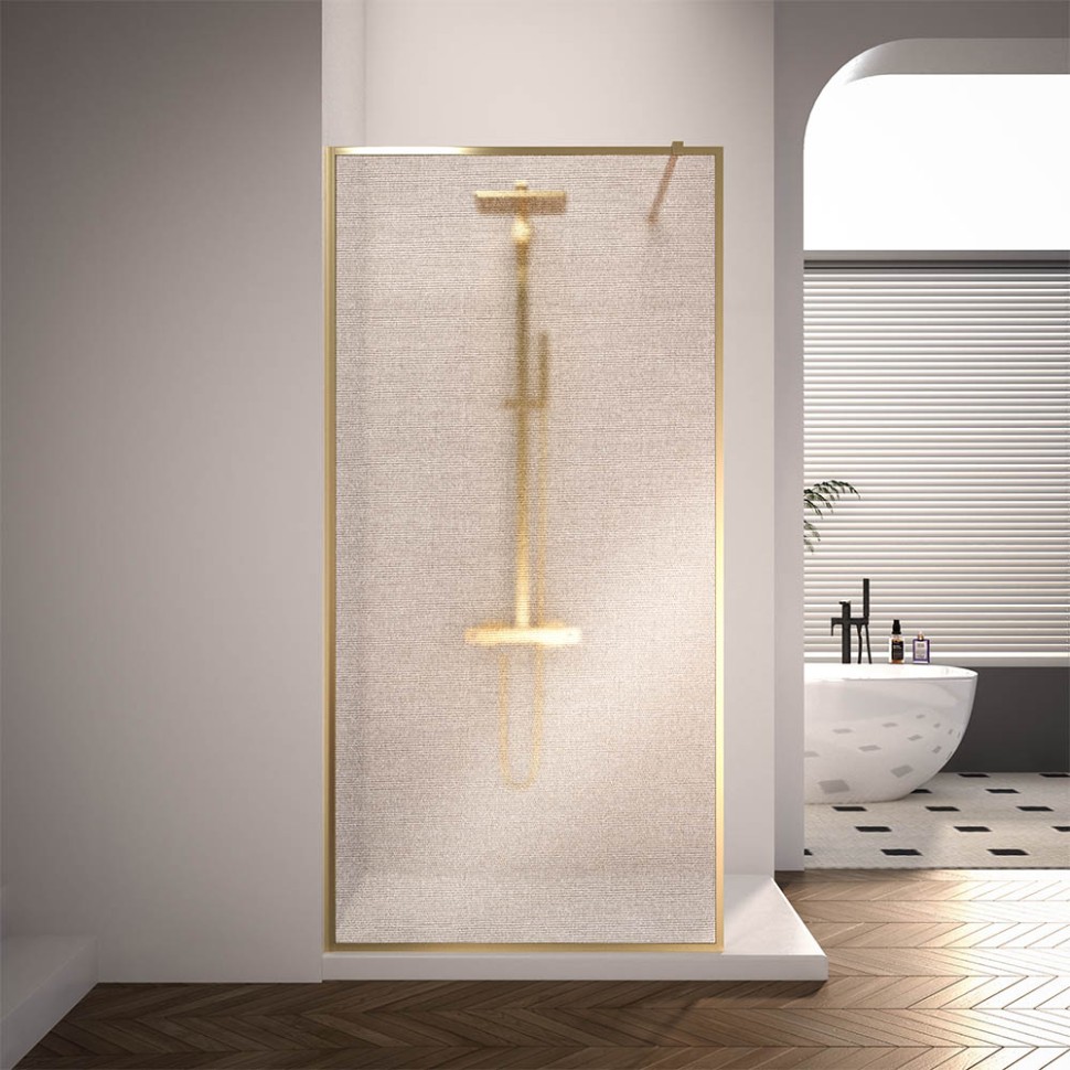 Душевая перегородка Veconi Korato KR-81GL, 900x2000, брашированное золото, ламинированное золото New