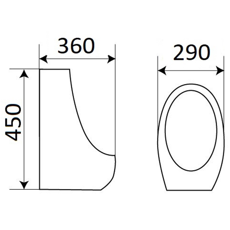 Писсуар подвесной , кнопочный слив в стену. CeramaLux Х545P