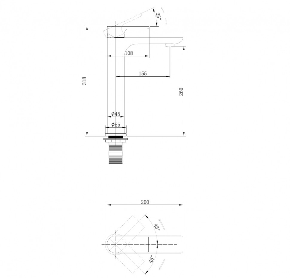 Смеситель ABBER Weiss Insel AF8011B для раковины, черный матовый