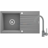 Гранитная мойка со смесителем, 1-чаша с осушкой