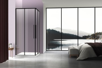 Душевой уголок Слим-Н (Slim-N) VSS-4SN8010CLB, 1000*800, черный, стекло прозрачное