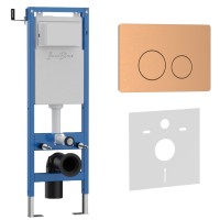 Комплект 2в1 IBERICA BLANCA инсталляция SILENCIO MINI, кнопка смыва INOX-O розовое золото матовое (IB.001M.8172)