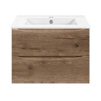 База под керамическую раковину Mia Slim 700 подвесная, 2 выкатных ящика soft close, V.Oak